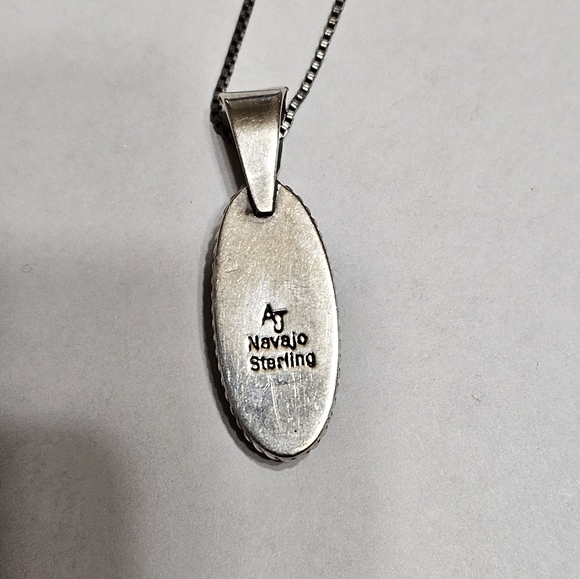 Silversmith Alvin Joe Sleeping Beauty Turquoise Pendant with Necklace 925 - Picture 2 of 2